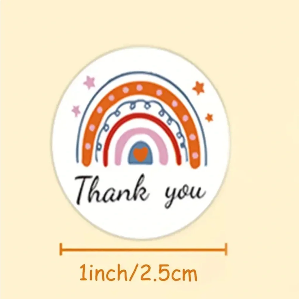500pc Rainbow Thank You Stickers Roll